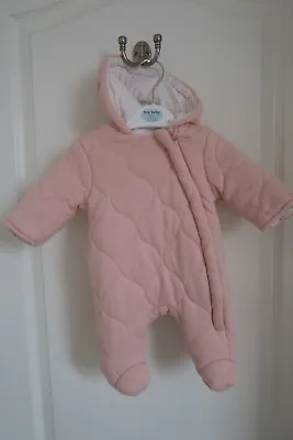 GEORGE- Newborn Baby Girl Pink Quilted Pramsuit/all In One. Size Up To 6lbs • £5
