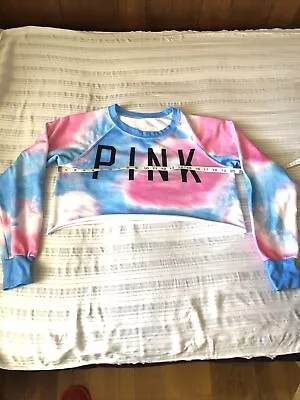 PINK Tie Dye Cutoff Sweatshirt 40” Chest Crop • $15.90