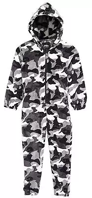 CityComfort Camouflage All In One Pyjamas Fleece Zip Up For Boys Girls • £20.99