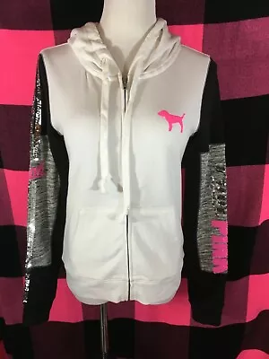 Victoria's Secret PINK Bling Sequin Perfect Full-Zip Hoodie Small VERY RARE NWT • $369.95