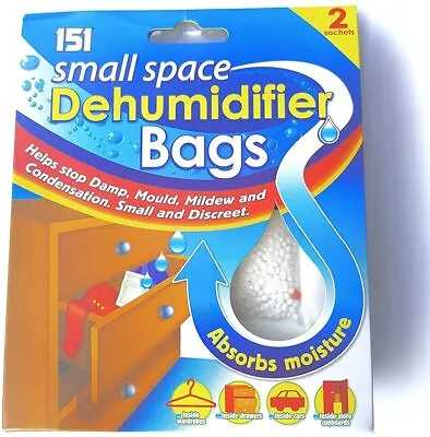 £2.49 • Buy Small Space Dehumidifer Bags Sachet Pack Mould Mildew Damp Wardrobe Drawers 151