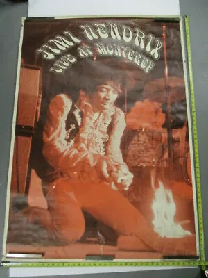 JIMI HENDRIX Live At Monterey Poster Vintage Rare 53  X 38  Great Britain GC • $987.97