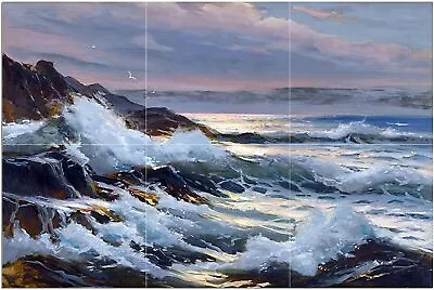 Seascape Sea Ocean Rocks Sky Waves Tile Mural Kitchen Backsplash Marble Ceramic • $152.36