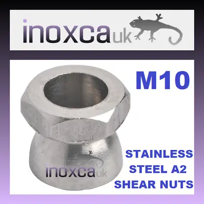 £12.67 • Buy 10 Pieces M10 Security Hex Shear Nuts Stainless Steel Gr: 304 A2 Tamper Proof