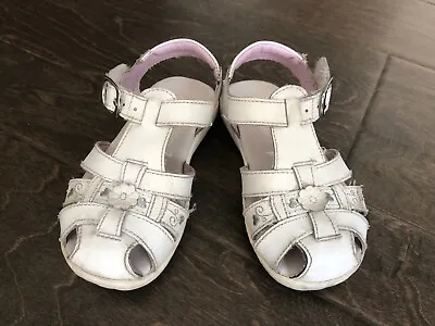 $12.90 • Buy Stride Rite Toddler Girl Sandals Size 8.5 White Leather Hook & Loop