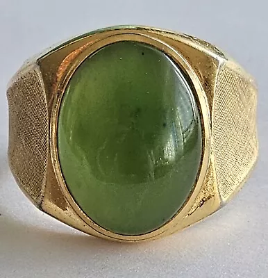 Nephrite Jade 10k Gold Filled Men's Ring 1960's Vintage Mid Century Modern 11.5 • $69.99