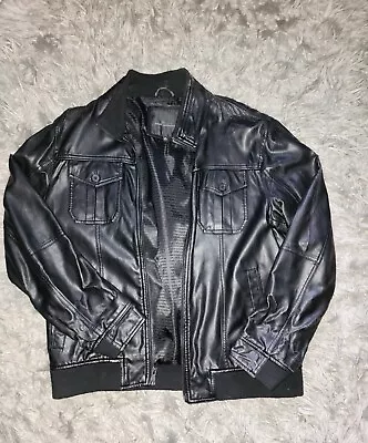 Marc Anthony Imitation Vegan Leather Black Jacket Men’s Size M *Distressed • $39.99