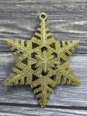 Vintage Christmas Ornament 3D Gold Color Plastic Snowflake 5” • $12.50
