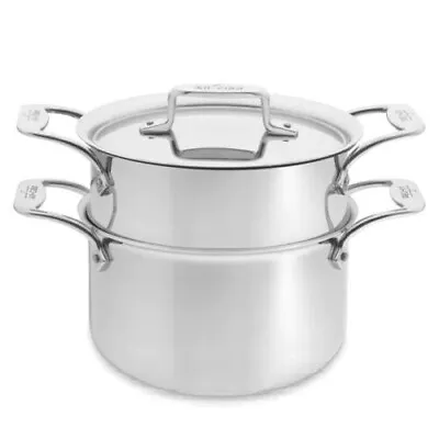 All-Clad  D5  Brushed 4-qt Soup Pot With Steamer Insert With Lid • $179.99