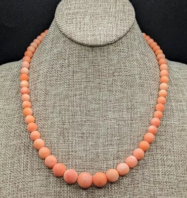 Jay King DTR Sterling Silver Pink Salmon Coral Graduated Round Beaded Necklace  • $89