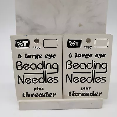 Vintage Westrim Beading Needles 6 Large Eye With Threader New NOS Lot Of 2 • $12