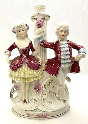 Antique German Porcelain Figural Lamp Base ONLY Man Woman Dancing Baroque 8.5  • $19.99