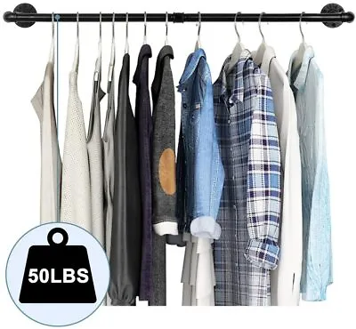 Clothes Rack Wall Mounted Coat Hanging BarIndustrial Pipe Clothing Garment Rod • $12.29