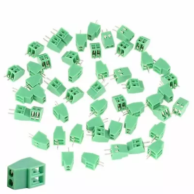 50Pcs Green 2 Pin 2 Way 2.54mm 0.1'' Pitch PCB Screw Terminal Block Connector • £8.77