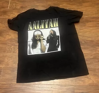 Aaliyah Black Band Singer T-shirt Ladies Size XL • £12.05