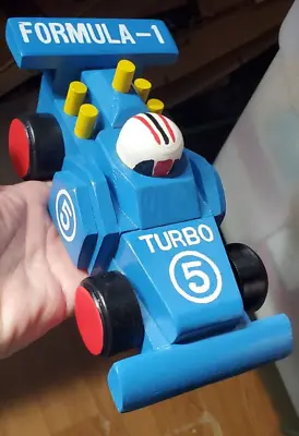 Vintage 8  Wooden Formula One Toy Race Car Blue • $16.99