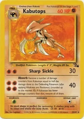 Pokémon TCG - Kabutops - 24/62 - Rare Unlimited - Fossil Unlimited [Light Play] • $6.75