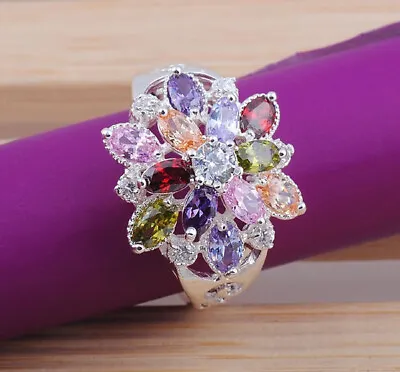$2.34 • Buy 925 Silver Wedding Rings Women Cubic Zirconia Wedding Jewelry Ring Gift Sz 6-10