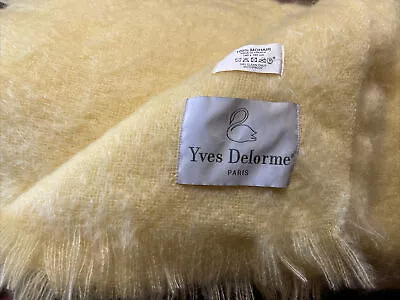 Yves Delorme France 100% Mohair Throw Blanket 55”x70  Soft Yellow NWOT Beautiful • $187.50