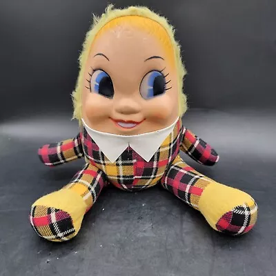 Vintage Knickerbocker Humpty Dumpty Cloth Plush Celluloid Face Doll 9” - 1 Crack • $22