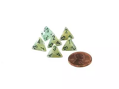 Marble 12mm Mini 4 Sided D4 Dice 6 Pieces - Green With Dark Green Numbers • $3.52