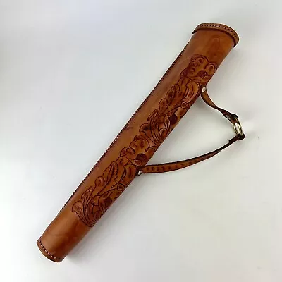 Vtg Hand Tooled Leather Archery Arrow Quiver Holder Hunting Woven Western Rare • $65