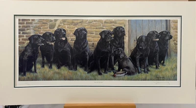 £695 • Buy Nigel Hemming - The New Recruit - Black Labradors (Mounted) - In Stock