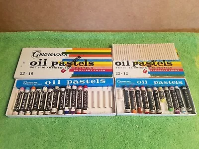 Vintage Lot Of 2 Sets Of GRUMBACHER Oil Pastels!  22-16 & 22-12 Brilliant Color  • $16.96