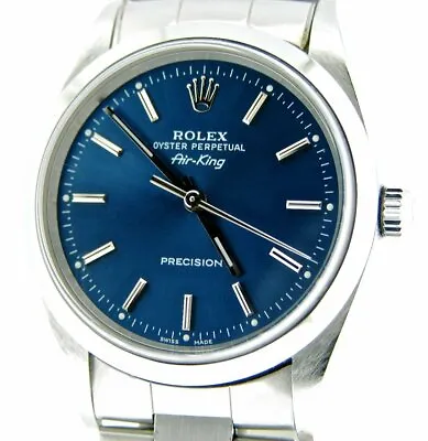 Rolex Air King Precision Mens Stainless Steel Watch Oyster Band Blue Dial 14000 • £5081.78