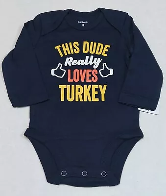 Carter's Thanksgiving Bodysuit For Boys Size Newborn 3 6 9 Or 12 Months Turkey • $1.49