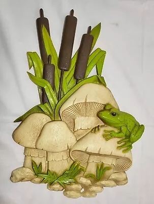 Vtg 1972 Burwood MCM Mid Century Frog Mushrooms Plastic Wall Plaque Hanging • $39.99