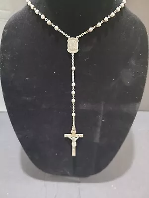 Vintage Sterling Silver Ball Bead  Rosary ~ Signed • $59.99