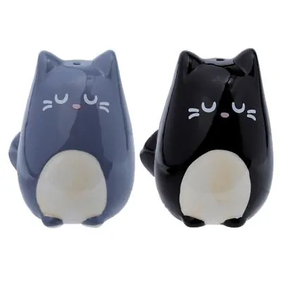 Feline Fine Grey & Black Cat Salt And Pepper Pots Cruet Set Shakers New & Boxed • £7.95