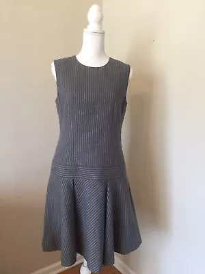 JCrew Drop-Waist Sleeveless Dress Pinstripe Pewter Ivory C4552 New Size 6 Sample • $84.99