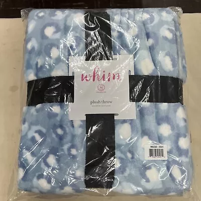 New Whim By Martha Stewart Collection Plush Throw 50  X 60  Cheetah Blue Throw • $54.99