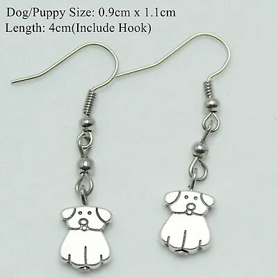 £1.96 • Buy Stainless Steel Cute Dog/Puppy Charm Drop/Dangle Hook 4cm Earrings Handmade