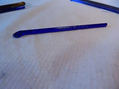 Vtg 1930s 40s Blue Glass Swizzle Stick Eddie Reirhs Tavern St Martins Wisconsin • $9.95