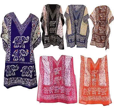 $14.39 • Buy Women's Kaftan Elephant Boho Dress Beach Cover Up Caftan Nightwear Maxi Gown