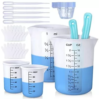 LET'S RESIN Silicone Measuring Cups 450ml Accurate 2 Scales & 100ml Durable M... • $19.24