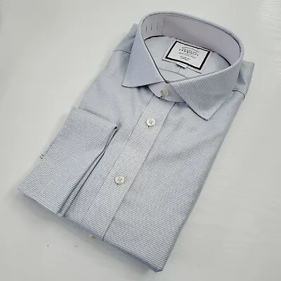 Charles Tyrwhitt Blue 17  Classic Fit Shirt Non Iron French Cuff 35  Sleeve • £24.95