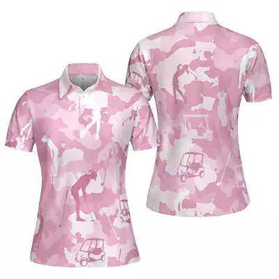 Golf Girl Camouflage Short Sleeve Women Polo Shirt_3702 • $21.99