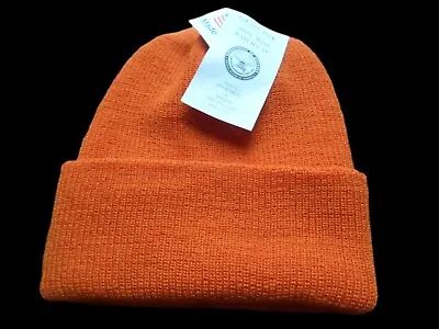 New Watch Cap Blaze Orange 100% 2 Ply Wool U.s.a Made Beanie • $12.95