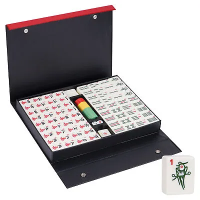 Large 36mm Chinese Mahjong Set 144 Tiles Mah Jong English Characters Games • £38.76