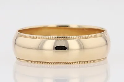 6mm Polished Milgrain Wedding Band Ring 14k Yellow Gold 4.35 Grams Size 8.5 • $251.99