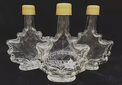 Maple Leaf Shape Syrup Bottle With Cap Embossed Leaf Veins Lot Of 3 VTG • $14.99