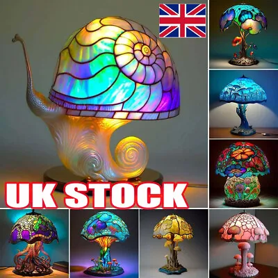 Mushroom Table Lamps Stained Resin Plant Series Lamp Night Light Bedside Decor F • £15.53