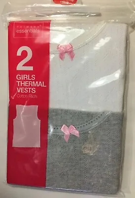 £7.99 • Buy Girls 2 Pack Thermal Vests With Bow 1 White & 1 Grey 1.5-2 Or 5-6 Years