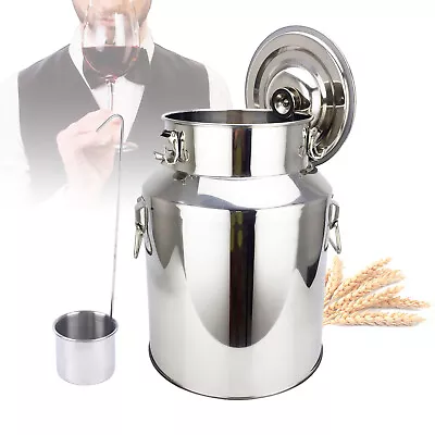 18 L Stainless Steel Milk Can Wine Pail Bucket Milk Canister Boiler W/Sealed Lid • £52.25