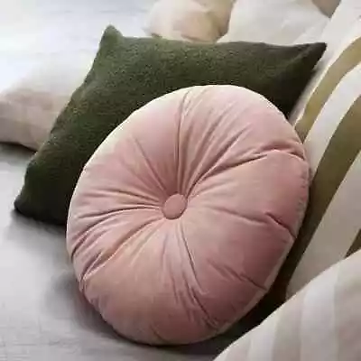 IKEA Kransborre  16  Light Pink Round Tufted Velvet Accent Throw Pillow Cushion • £24.33