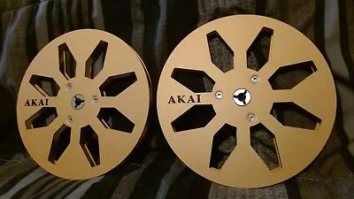 Set (PAIR) Akai 7 Inch Metal Take Up Reels For Akai Reel To Reel (GOLD) • $79
